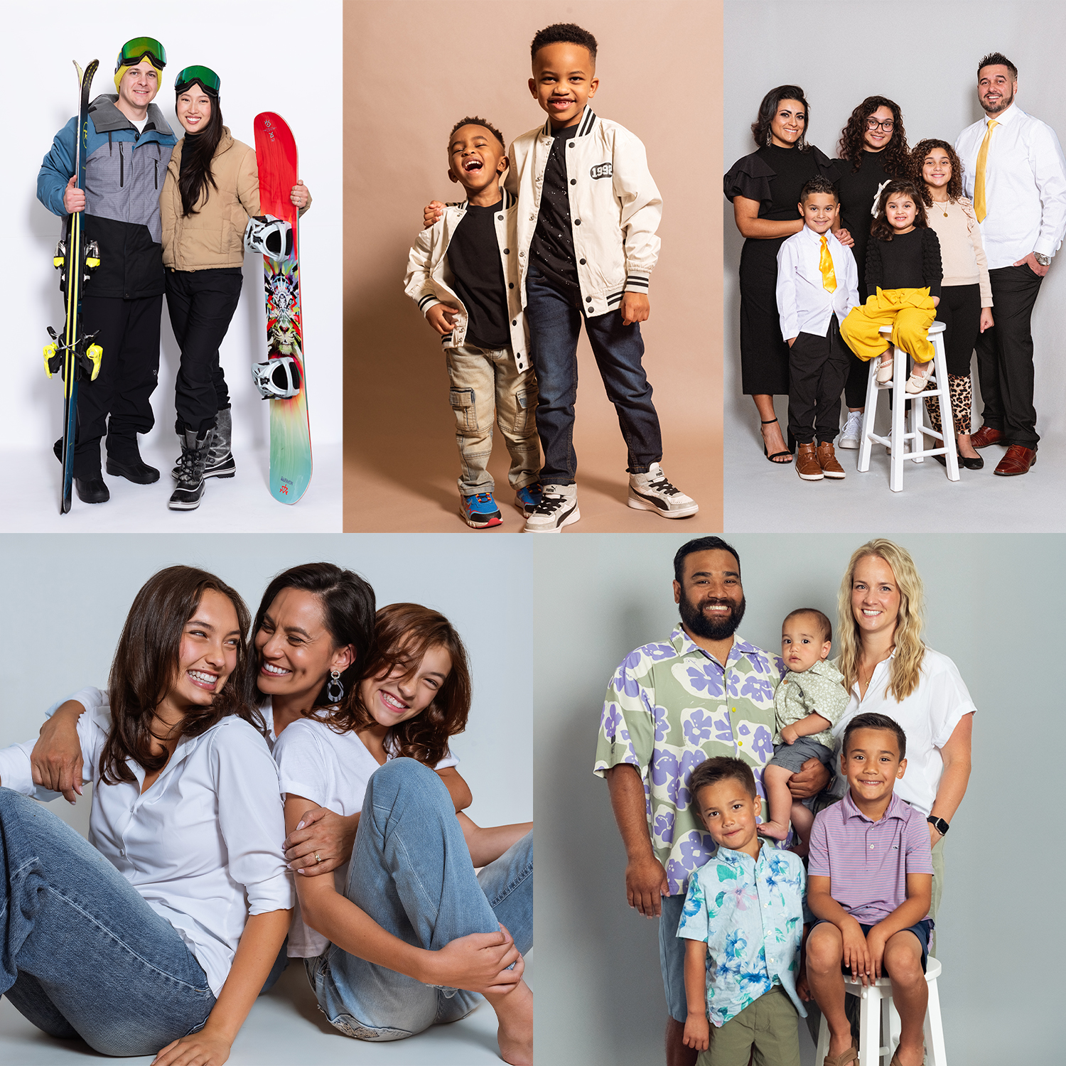 Family Package 3 (60-90 minutes, 2 wardrobe changes and includes group & individual photos) $429.80 w/tax *Recommended